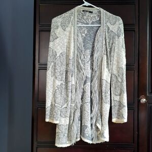 Nic+Zoe 3/4 length fringed sweater